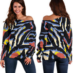 Abstract Zebra Pattern Print Off Shoulder Sweatshirt GearFrost