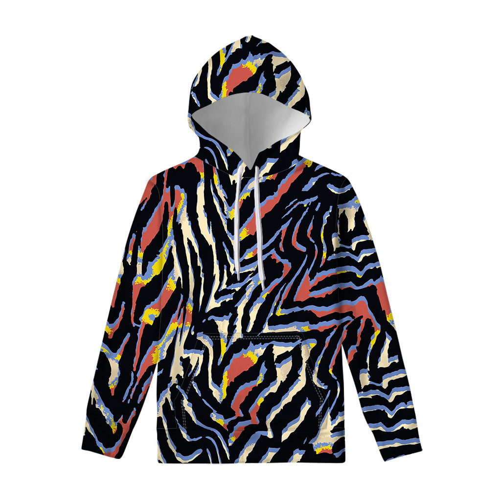Abstract Zebra Pattern Print Pullover Hoodie