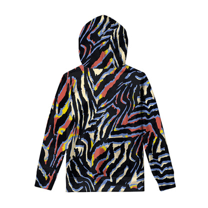 Abstract Zebra Pattern Print Pullover Hoodie