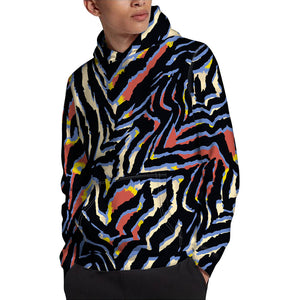 Abstract Zebra Pattern Print Pullover Hoodie
