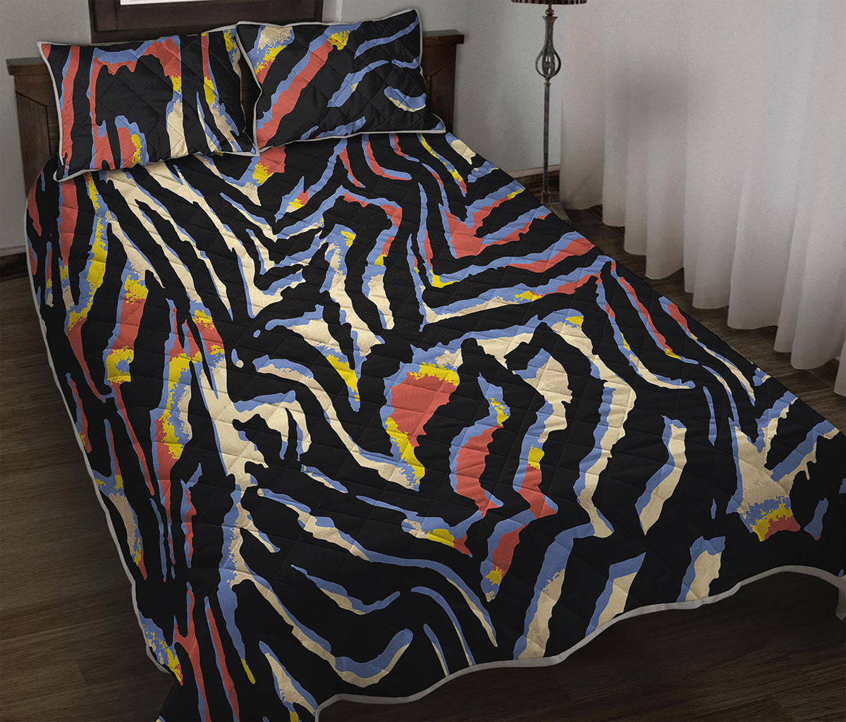 Abstract Zebra Pattern Print Quilt Bed Set