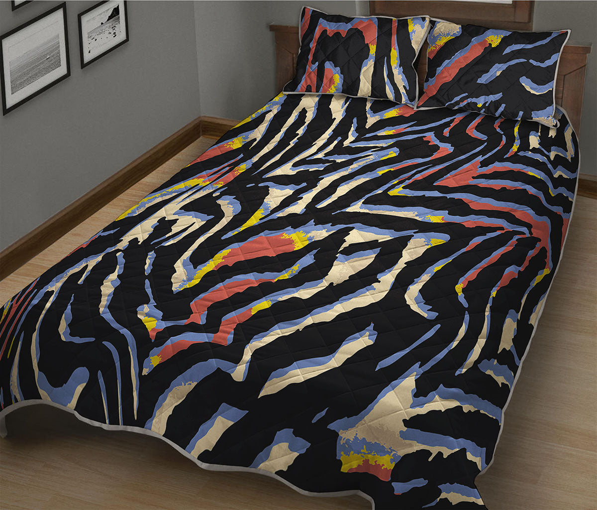 Abstract Zebra Pattern Print Quilt Bed Set