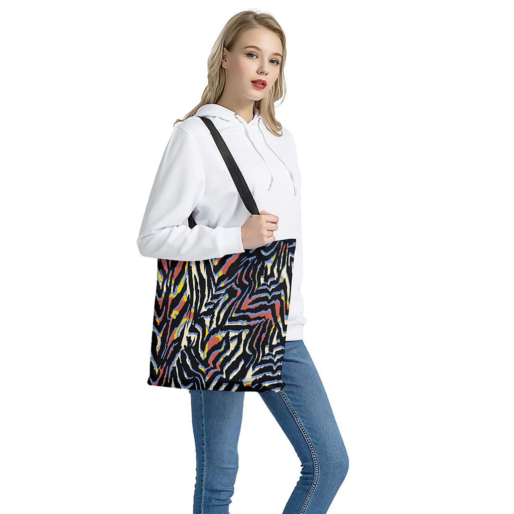Abstract Zebra Pattern Print Tote Bag