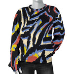 Abstract Zebra Pattern Print Women's Crewneck Sweatshirt GearFrost