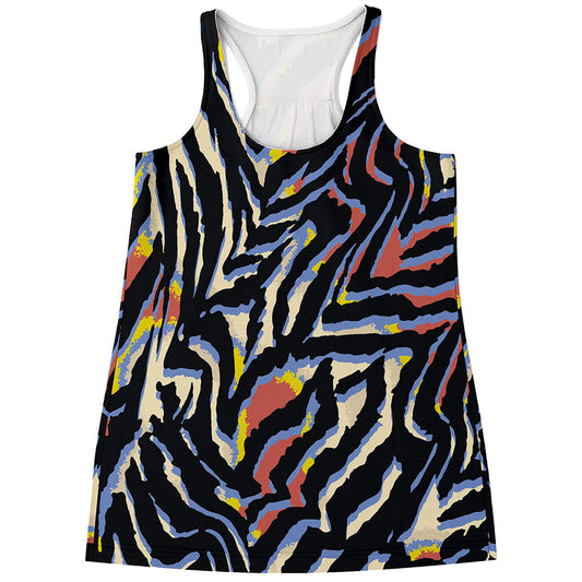 Abstract Zebra Pattern Print Women's Racerback Tank Top