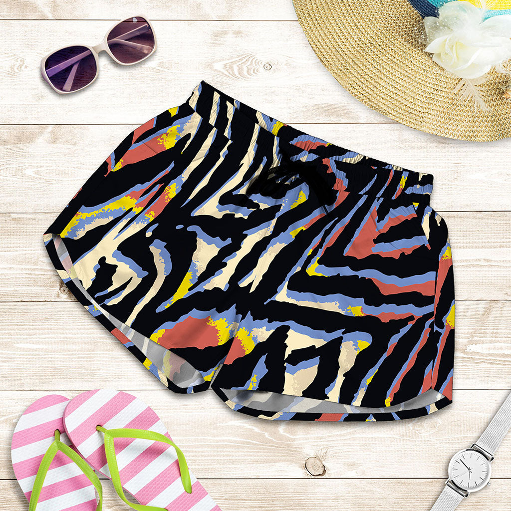 Abstract Zebra Pattern Print Women's Shorts