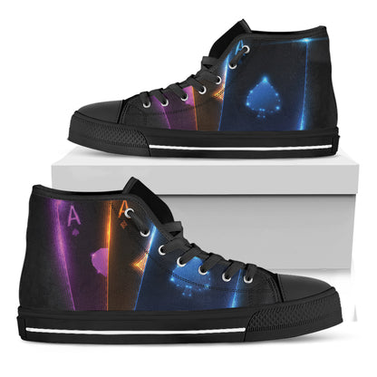 Ace Cards Print Black High Top Shoes