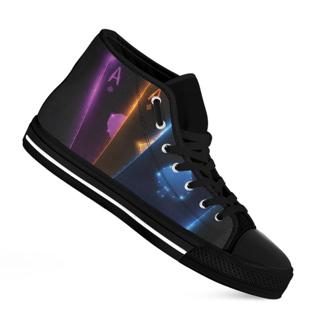 Ace Cards Print Black High Top Shoes