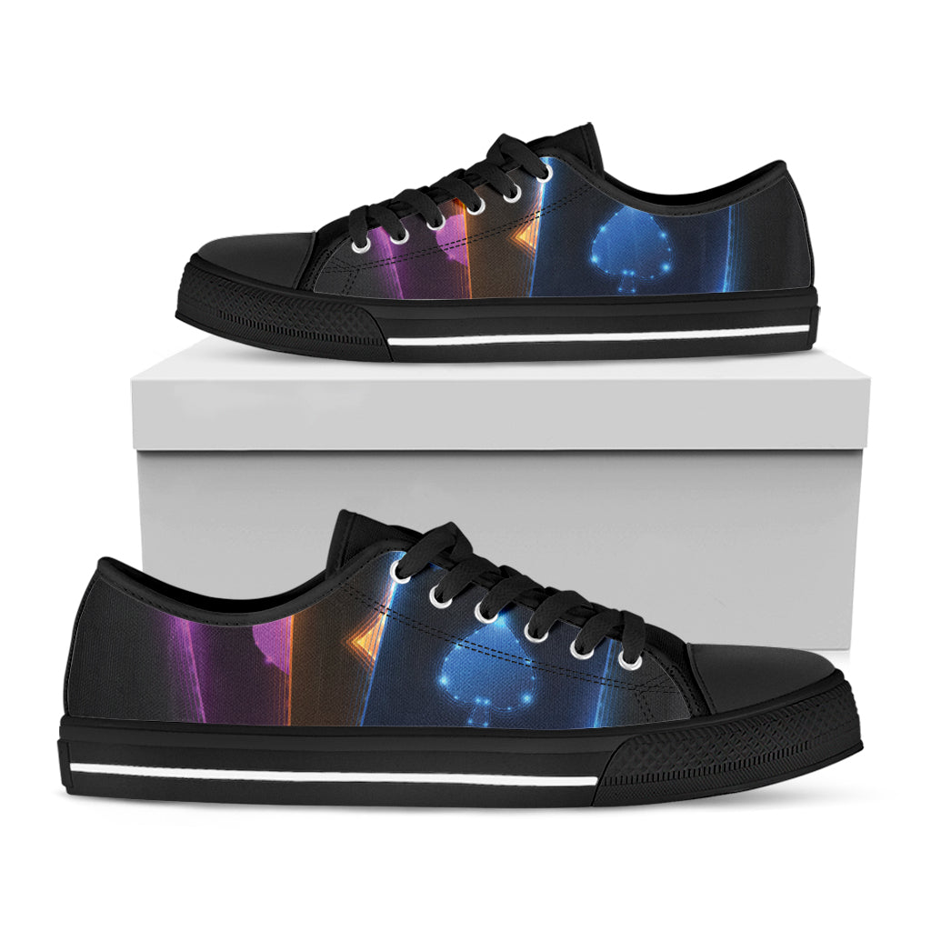 Ace Cards Print Black Low Top Shoes 