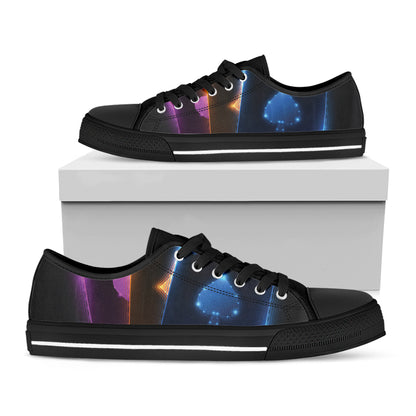 Ace Cards Print Black Low Top Shoes 