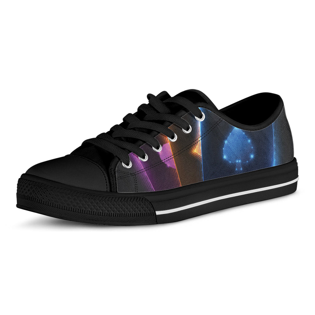Ace Cards Print Black Low Top Shoes 