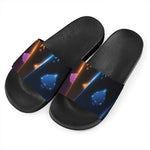 Ace Cards Print Black Slide Sandals