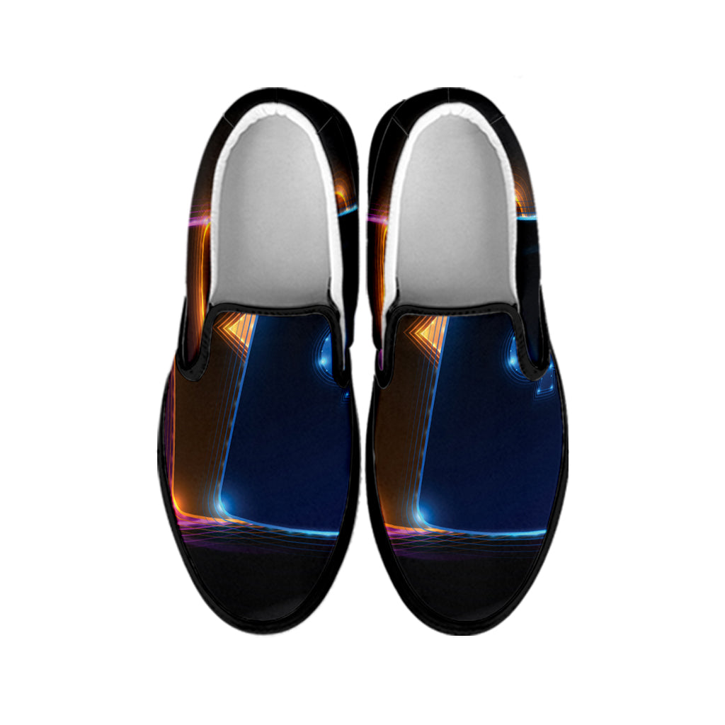 Ace Cards Print Black Slip On Shoes