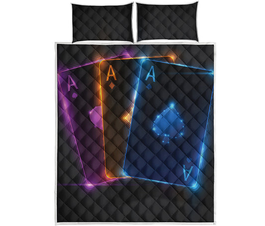 Ace Cards Print Quilt Bed Set