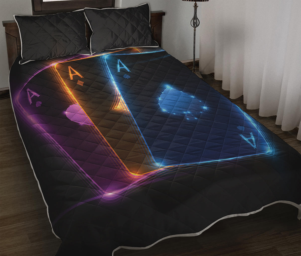 Ace Cards Print Quilt Bed Set