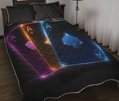 Ace Cards Print Quilt Bed Set