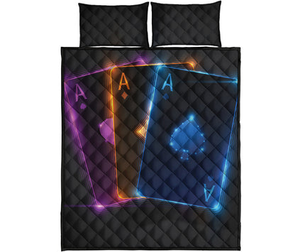 Ace Cards Print Quilt Bed Set