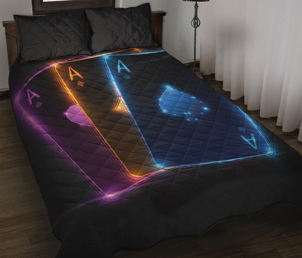 Ace Cards Print Quilt Bed Set