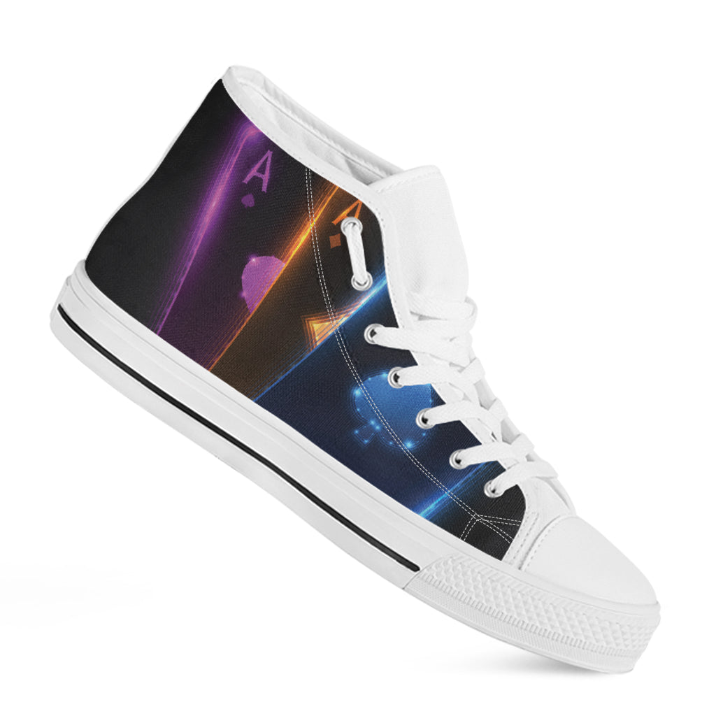 Ace Cards Print White High Top Shoes