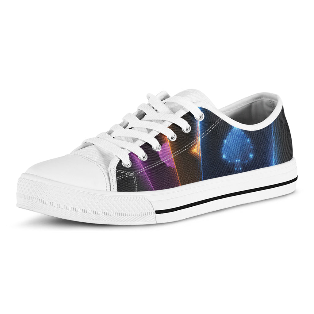 Ace Cards Print White Low Top Shoes