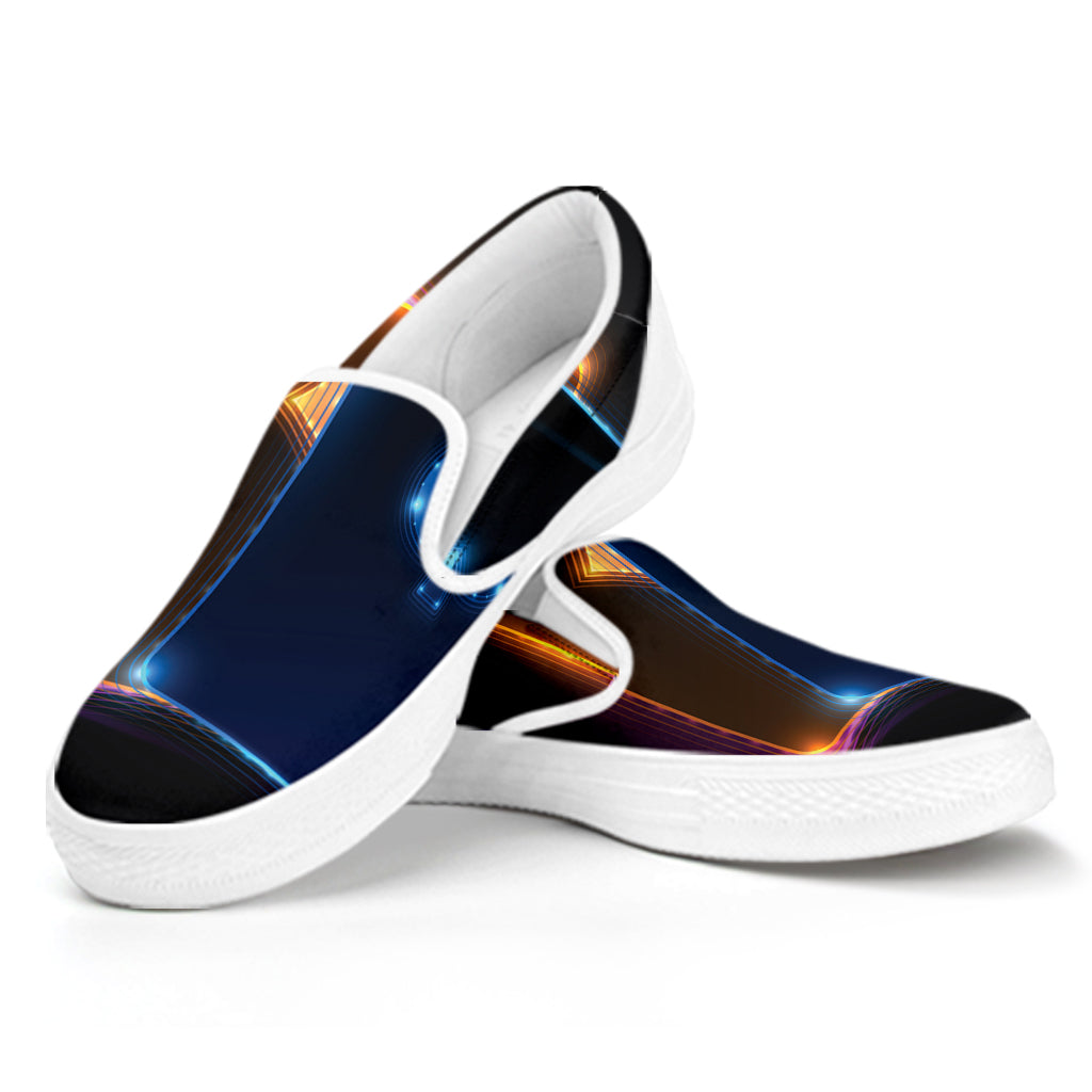 Ace Cards Print White Slip On Shoes