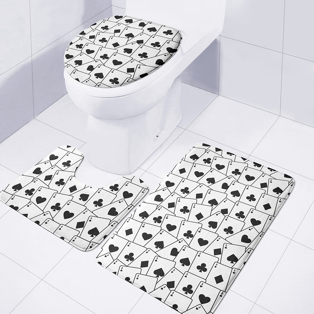 Ace Playing Cards Pattern Print 3 Piece Bath Mat Set