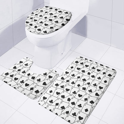 Ace Playing Cards Pattern Print 3 Piece Bath Mat Set