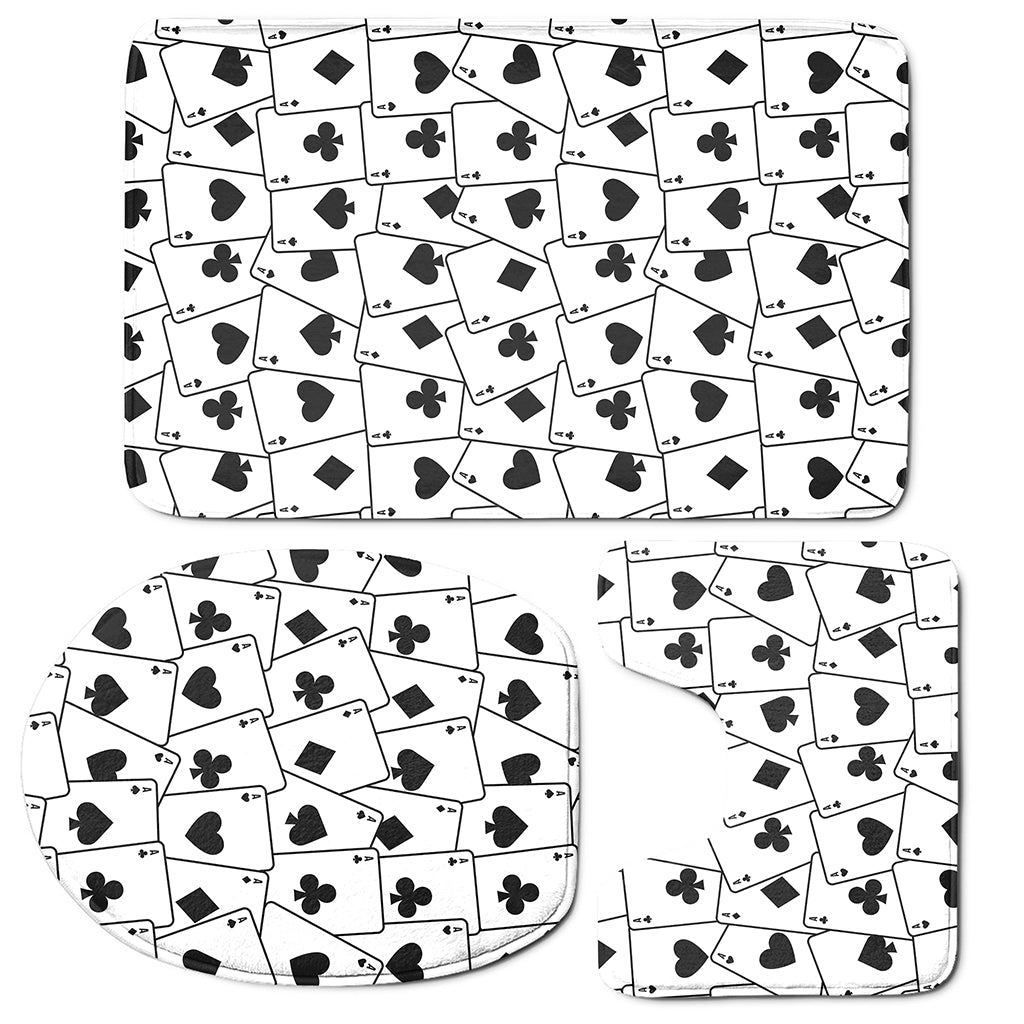 Ace Playing Cards Pattern Print 3 Piece Bath Mat Set