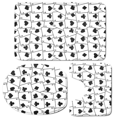 Ace Playing Cards Pattern Print 3 Piece Bath Mat Set
