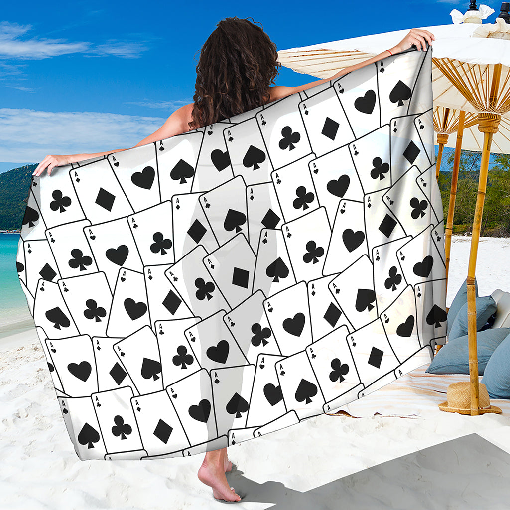 Ace Playing Cards Pattern Print Beach Sarong Wrap