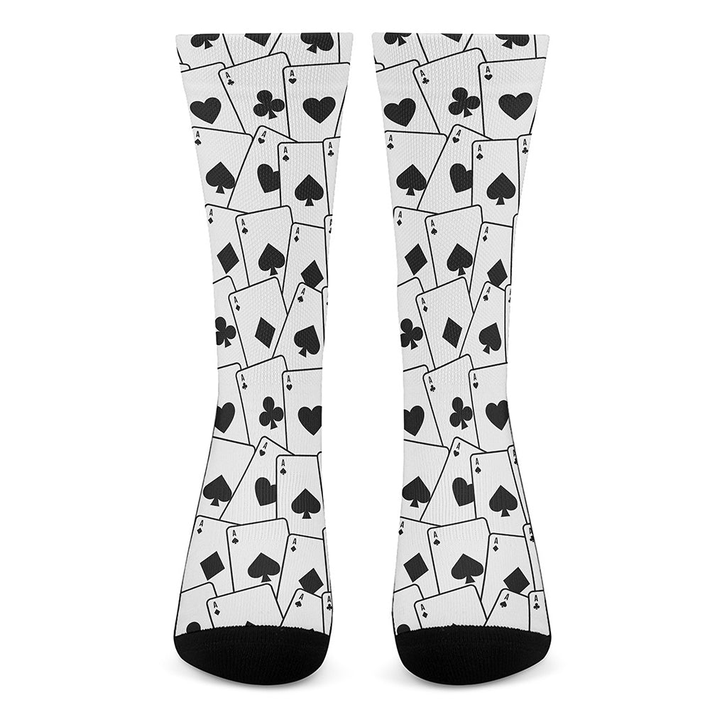 Ace Playing Cards Pattern Print Crew Socks