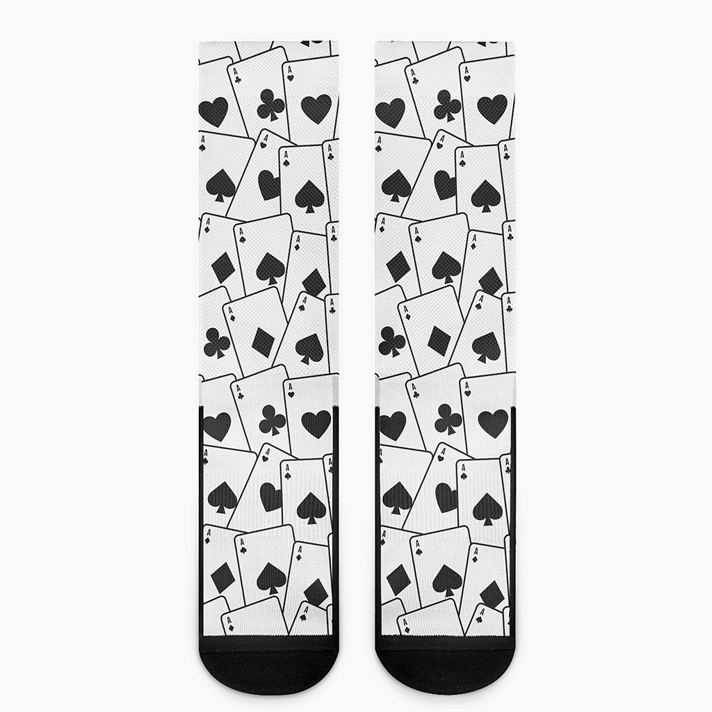 Ace Playing Cards Pattern Print Crew Socks