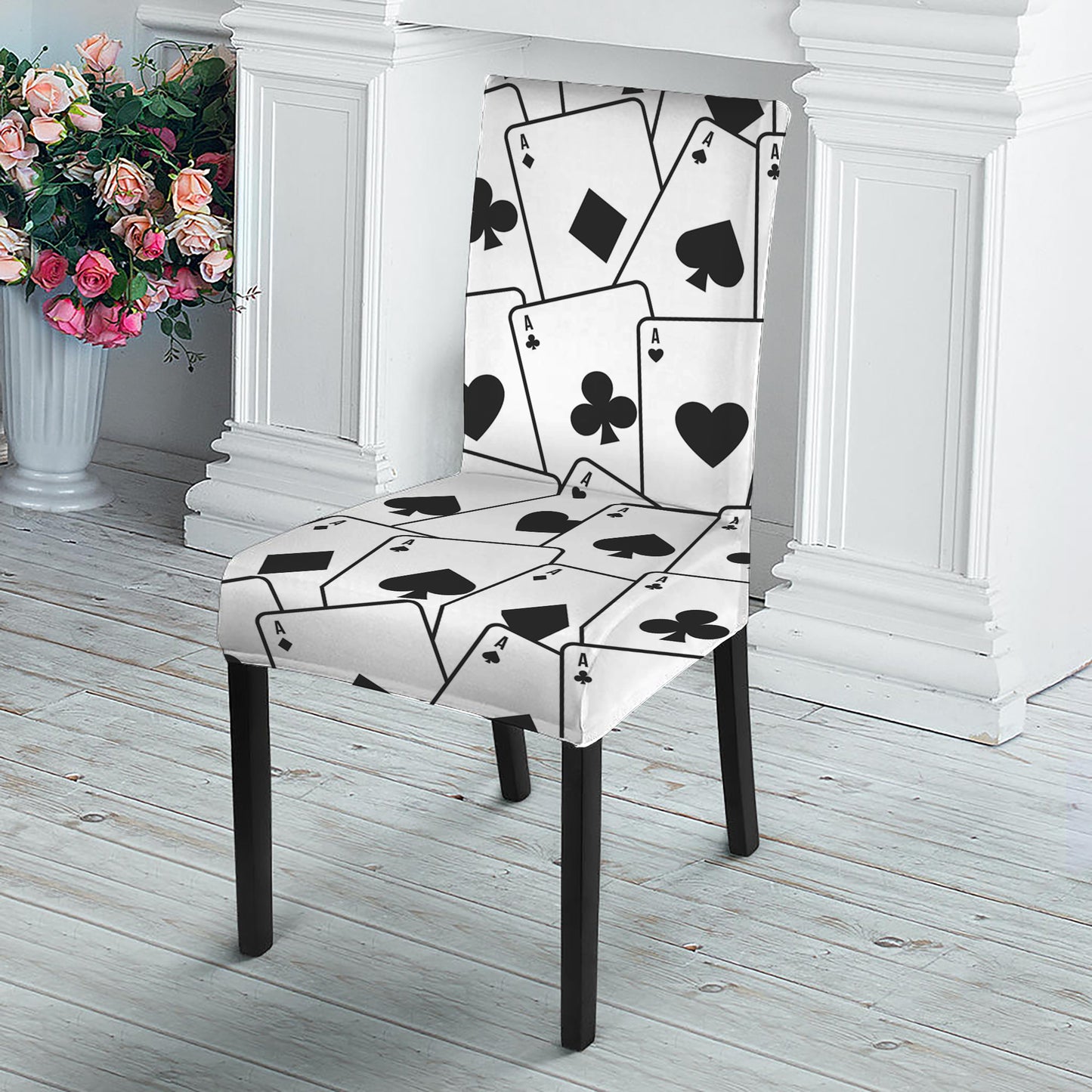 Ace Playing Cards Pattern Print Dining Chair Slipcover