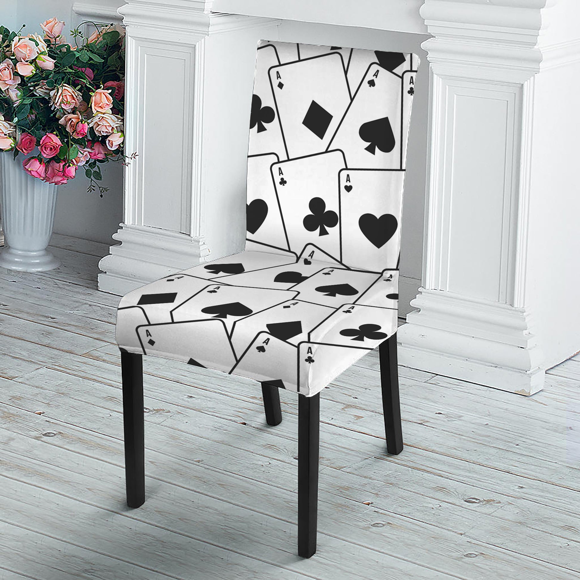 Ace Playing Cards Pattern Print Dining Chair Slipcover