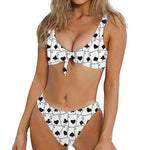 Ace Playing Cards Pattern Print Front Bow Tie Bikini