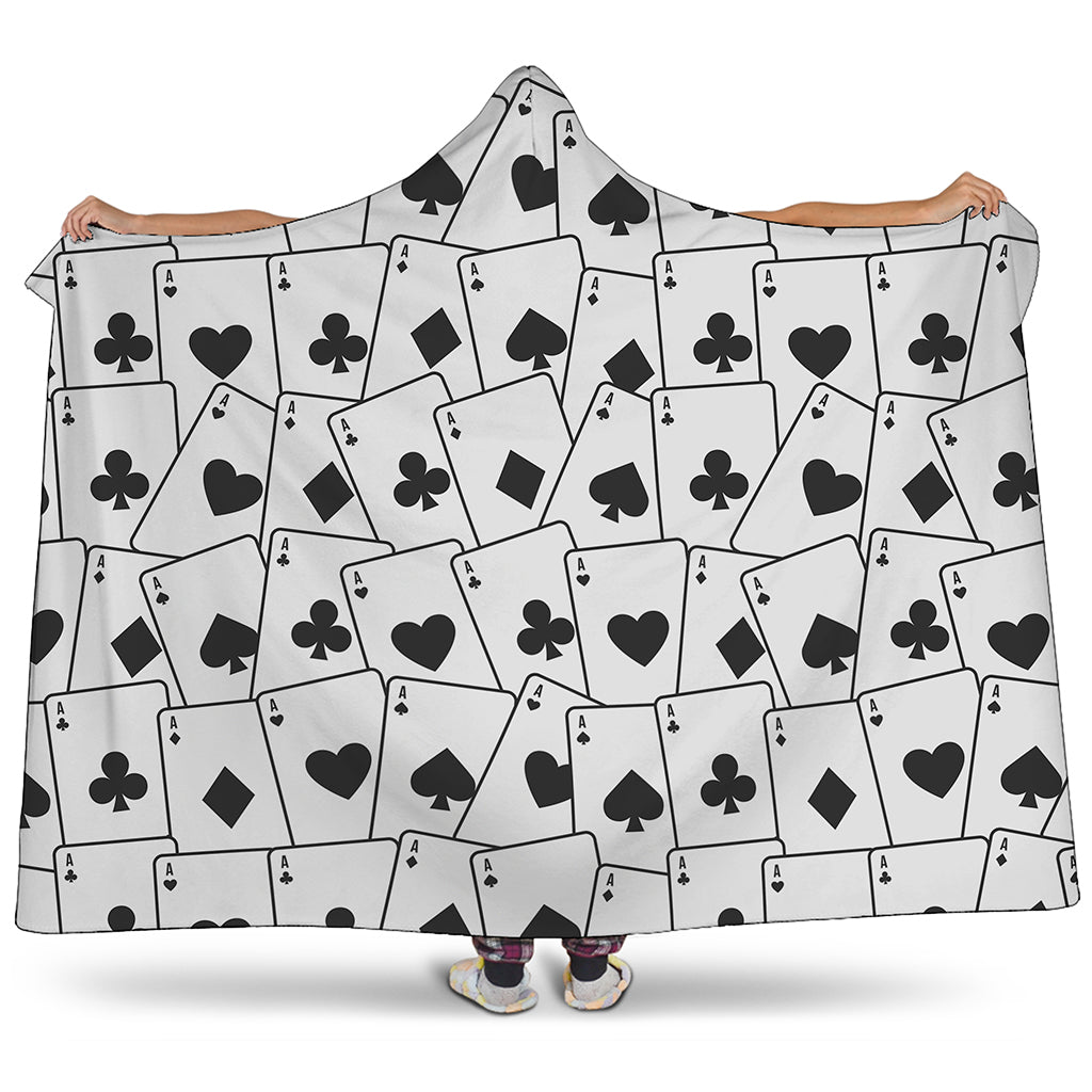 Ace Playing Cards Pattern Print Hooded Blanket
