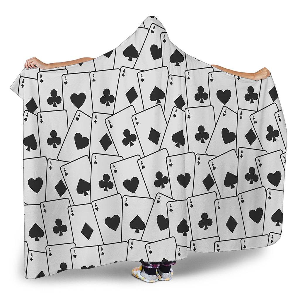 Ace Playing Cards Pattern Print Hooded Blanket