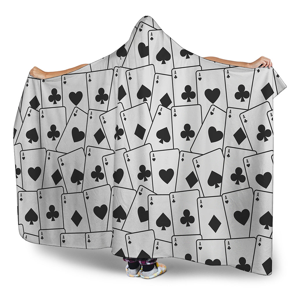 Ace Playing Cards Pattern Print Hooded Blanket
