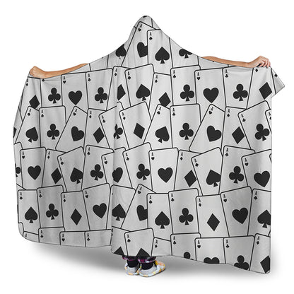 Ace Playing Cards Pattern Print Hooded Blanket