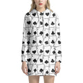Ace Playing Cards Pattern Print Pullover Hoodie Dress
