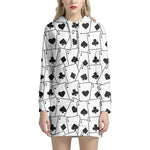 Ace Playing Cards Pattern Print Hoodie Dress