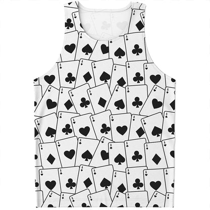 Ace Playing Cards Pattern Print Men's Tank Top
