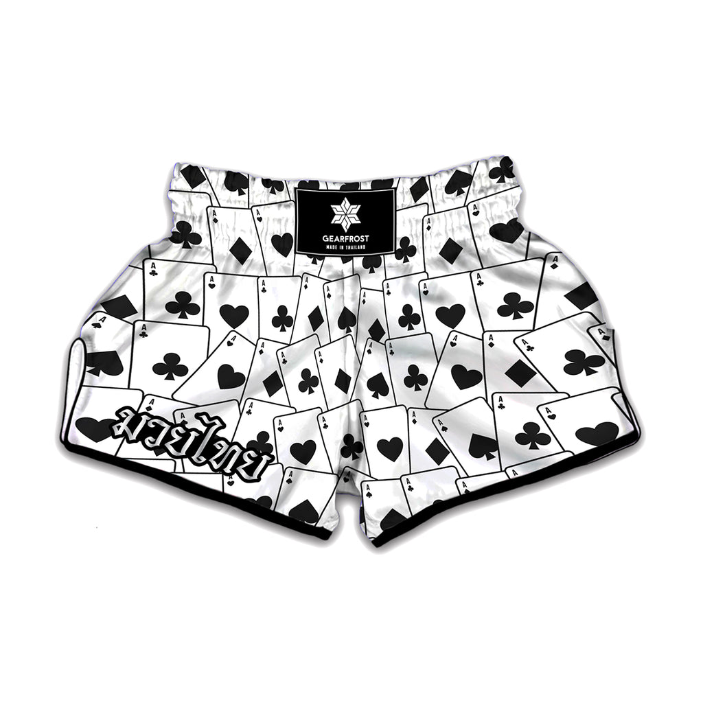 Ace Playing Cards Pattern Print Muay Thai Boxing Shorts