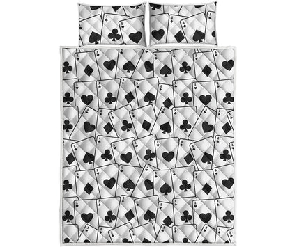 Ace Playing Cards Pattern Print Quilt Bed Set