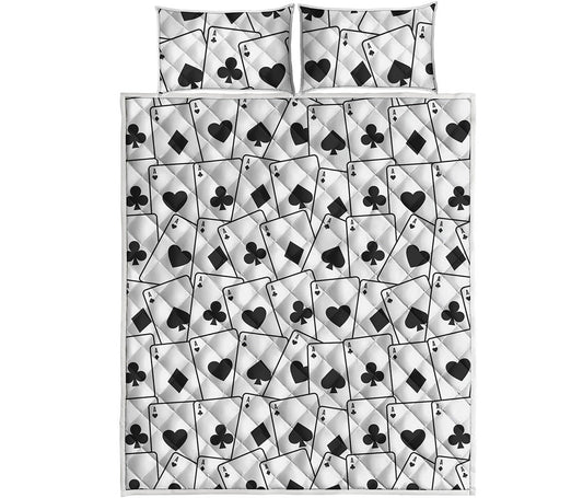 Ace Playing Cards Pattern Print Quilt Bed Set