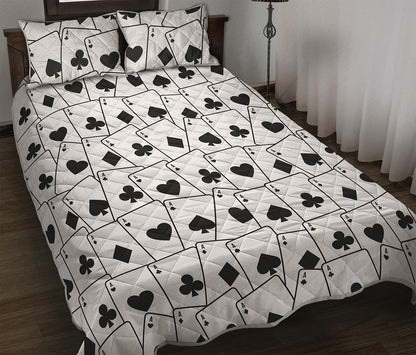 Ace Playing Cards Pattern Print Quilt Bed Set