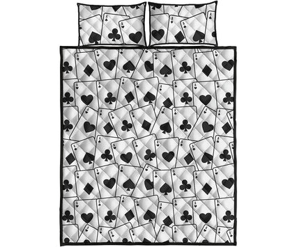Ace Playing Cards Pattern Print Quilt Bed Set