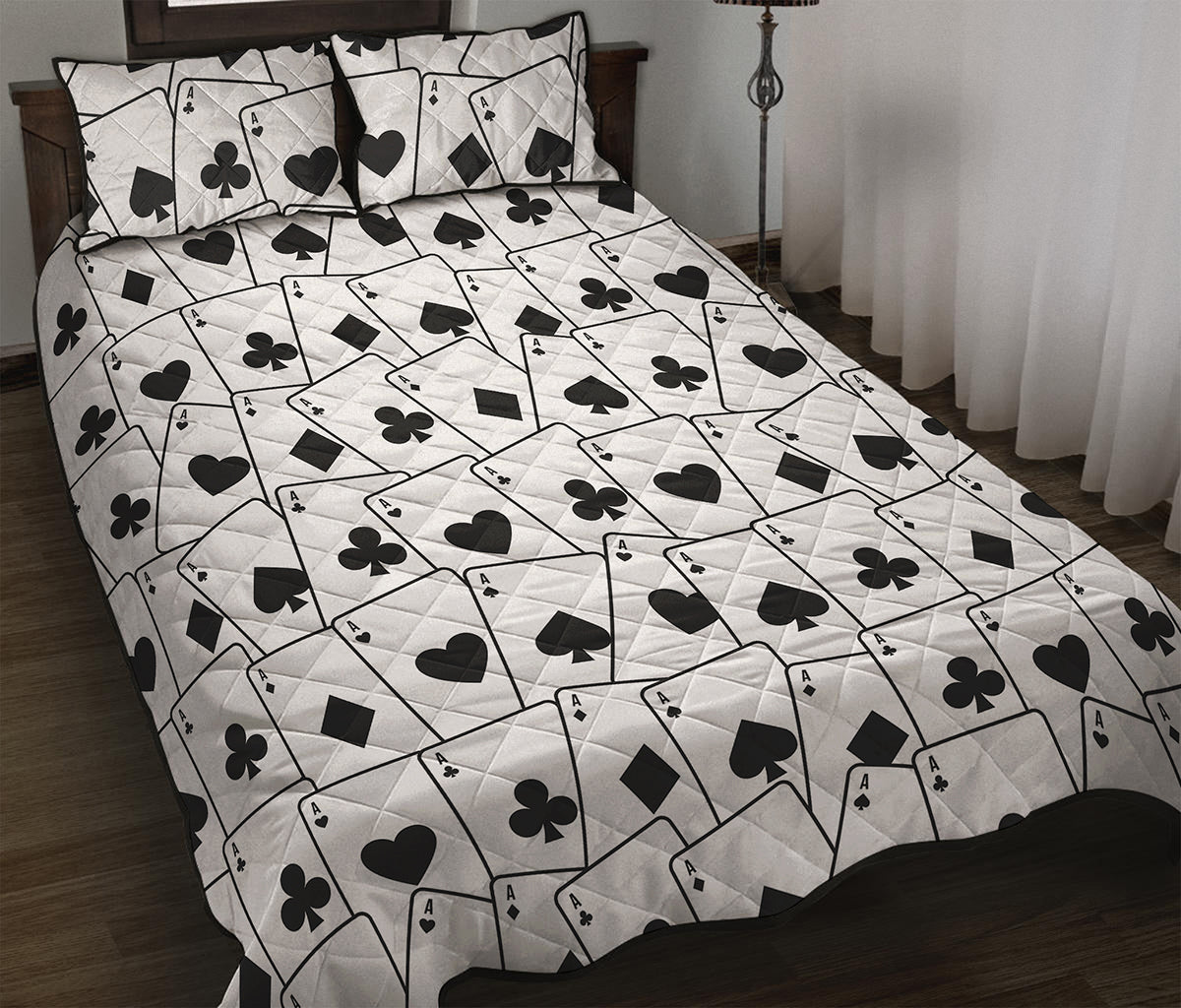 Ace Playing Cards Pattern Print Quilt Bed Set
