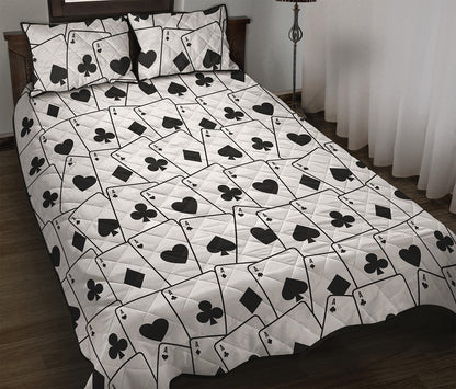 Ace Playing Cards Pattern Print Quilt Bed Set