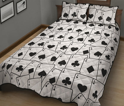 Ace Playing Cards Pattern Print Quilt Bed Set